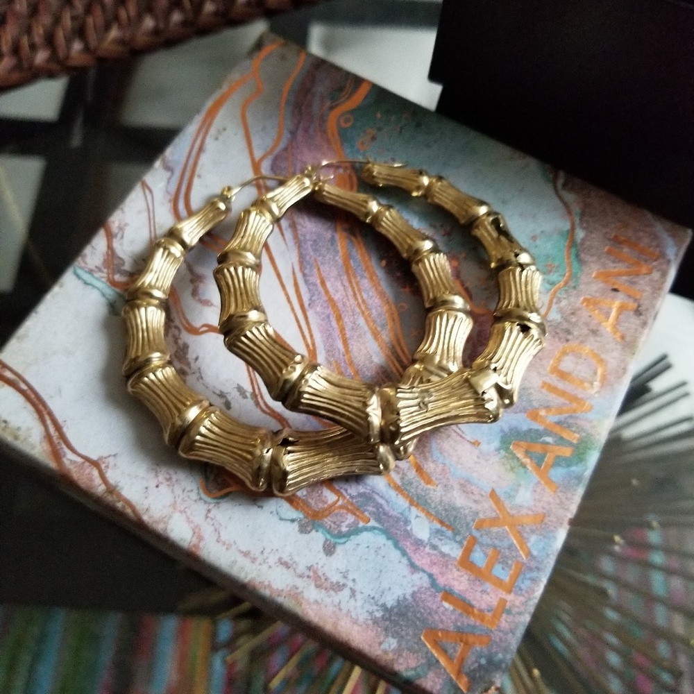 14 K Gold Bamboo Earrings